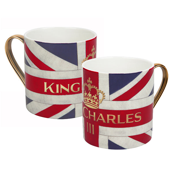 King Charles III Union Jack Gold Handle Mug (not gold printing)